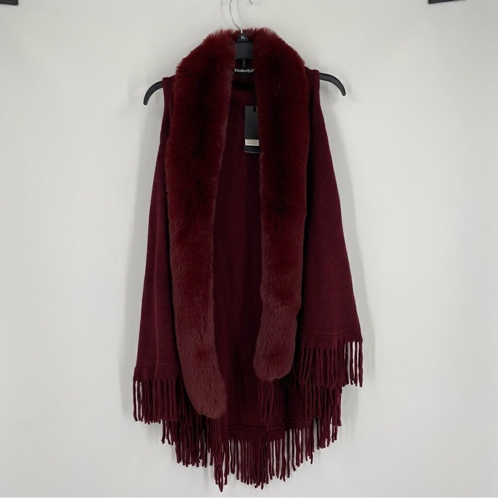 Kimberly. C Women’s Faux Fur Neck Red Vest One size